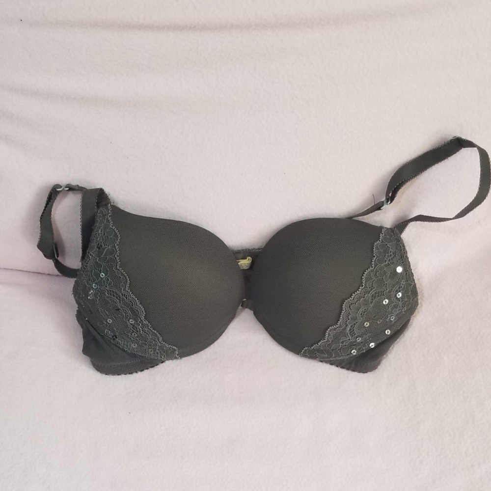 Aerie Grey Lace Sequined Scarlet Bra 34A